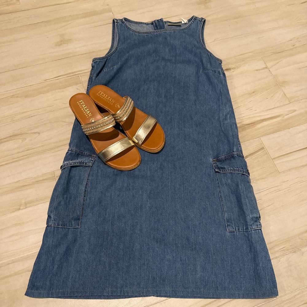 Vintage Liz Claiborne 100% Cotton Denim 💙 Tank Dress • Rare • Shift